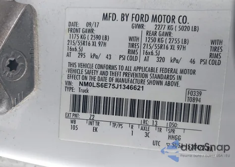 2018 Ford Transit Connect Xl z USA, uszkodzony, nr VIN NM0LS6E75J1346621